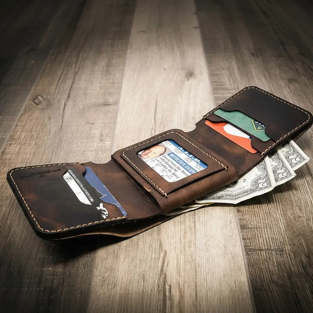 Badge Trifold Wallet - Walnut Brown