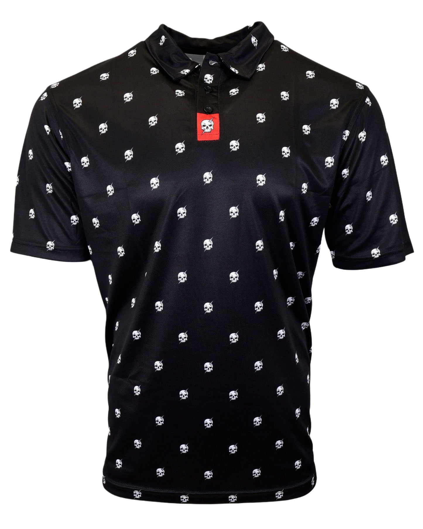 Bolt Skull Patterned Performance Polo