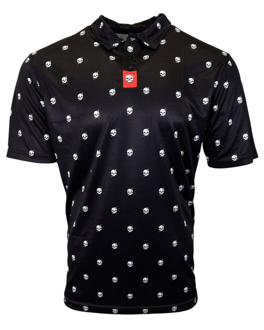 Bolt Skull Patterned Performance Polo