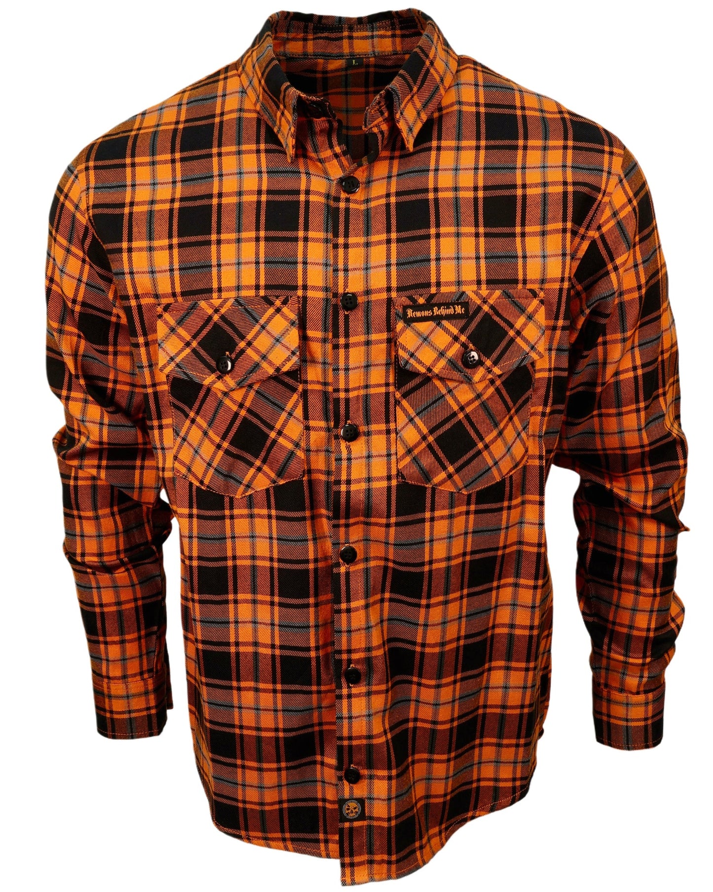 The "Harvest" Orange, Black & Gray Flannel (Hidden Snap Collars)