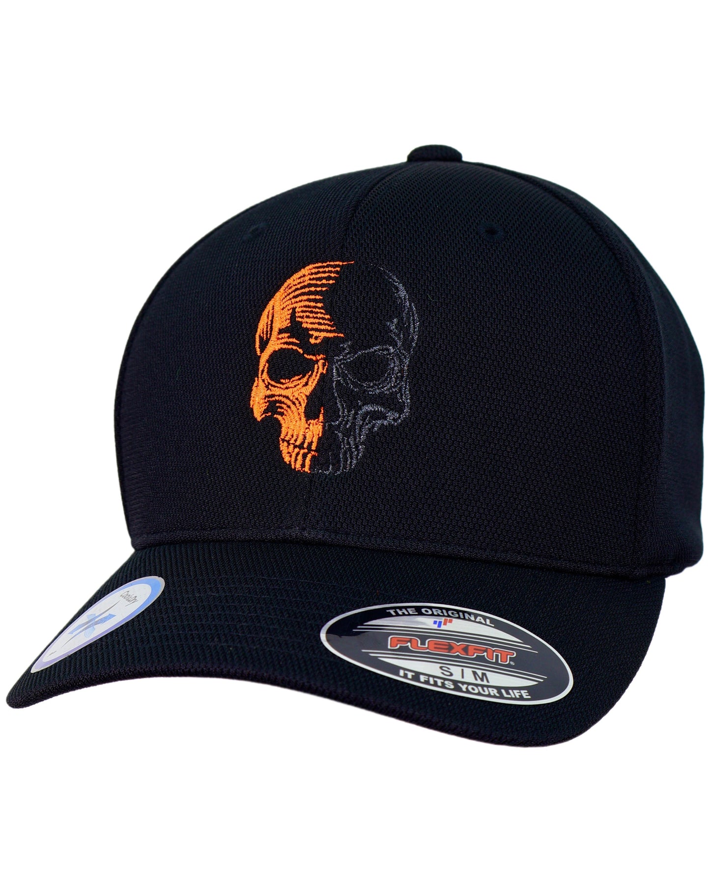 Black Flexfit Never Fade Two-Tone Skull Fitted Cap