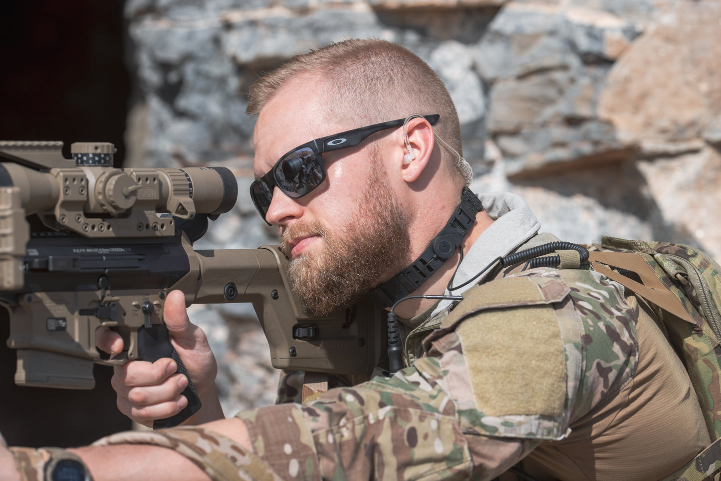 PolTact Tactical Throat Mic w/ Acoustic Tube Earpiece & 3.5mm w/ NATO Wired TP-120/U174- Headset Only