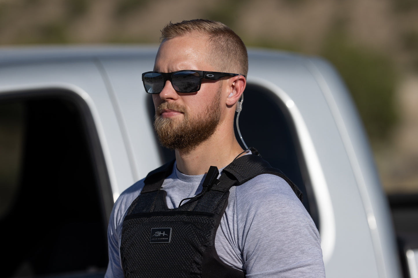 Velcro Tactical Mic & Earpiece Braided Fiber Kit w/ Quick Disconnect (Hirose) - Harris: All P5300 P5400 P5500 P7300 Series, XG-15/25/75, XL-45, XL-95 & More