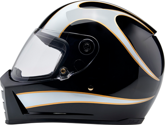 BILTWELL Lane Splitter Helmet - Gloss Black/White Flames - Medium 1004-570-503