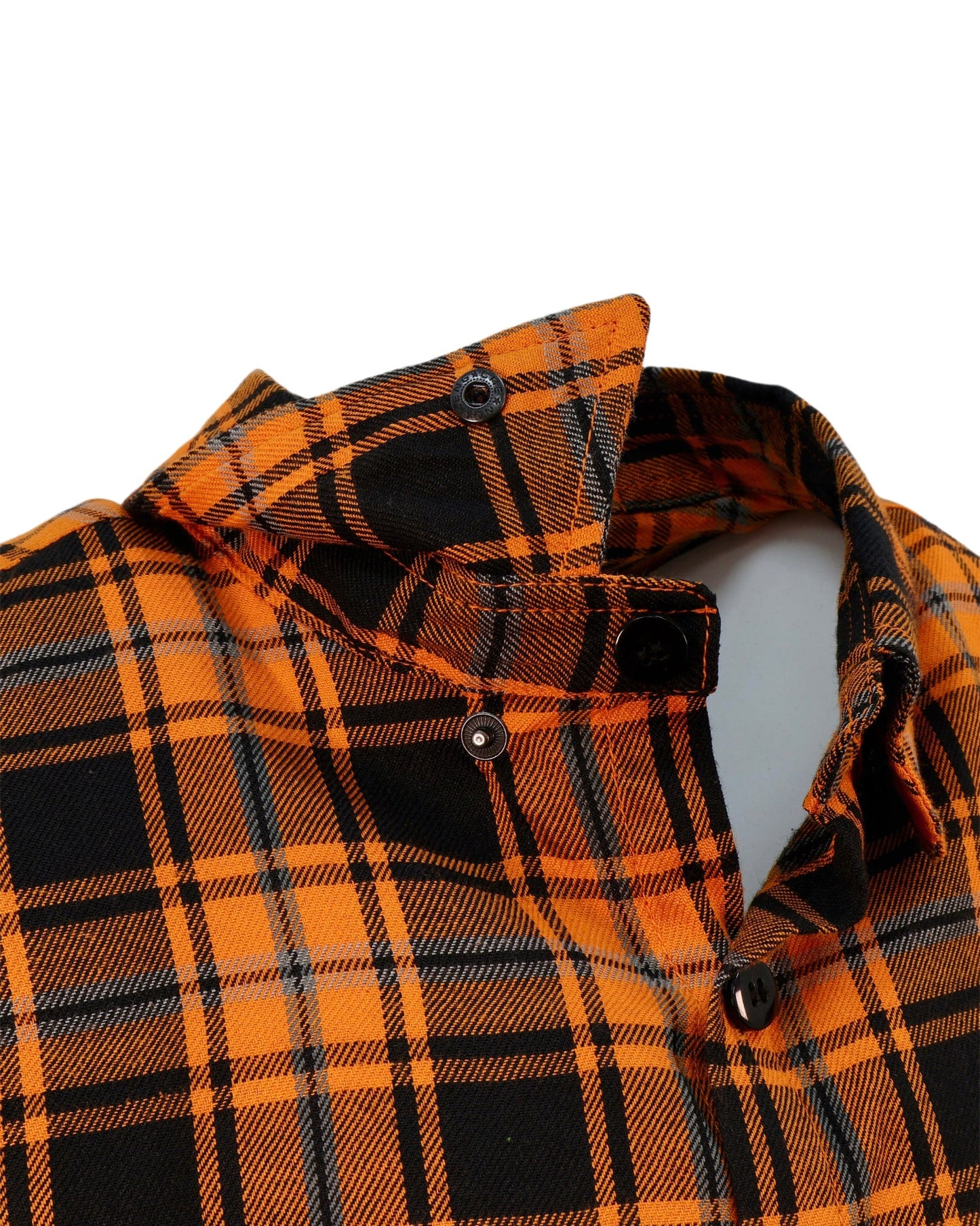 The "Harvest" Orange, Black & Gray Flannel (Hidden Snap Collars)