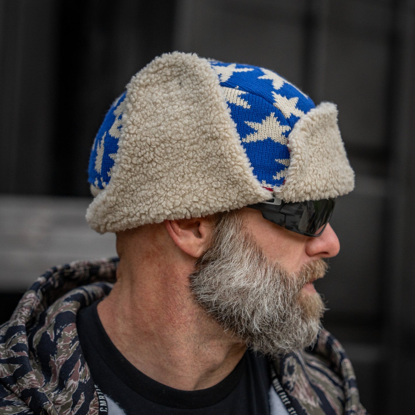 US Flag Wool Insulated Knitted Trapper Hat