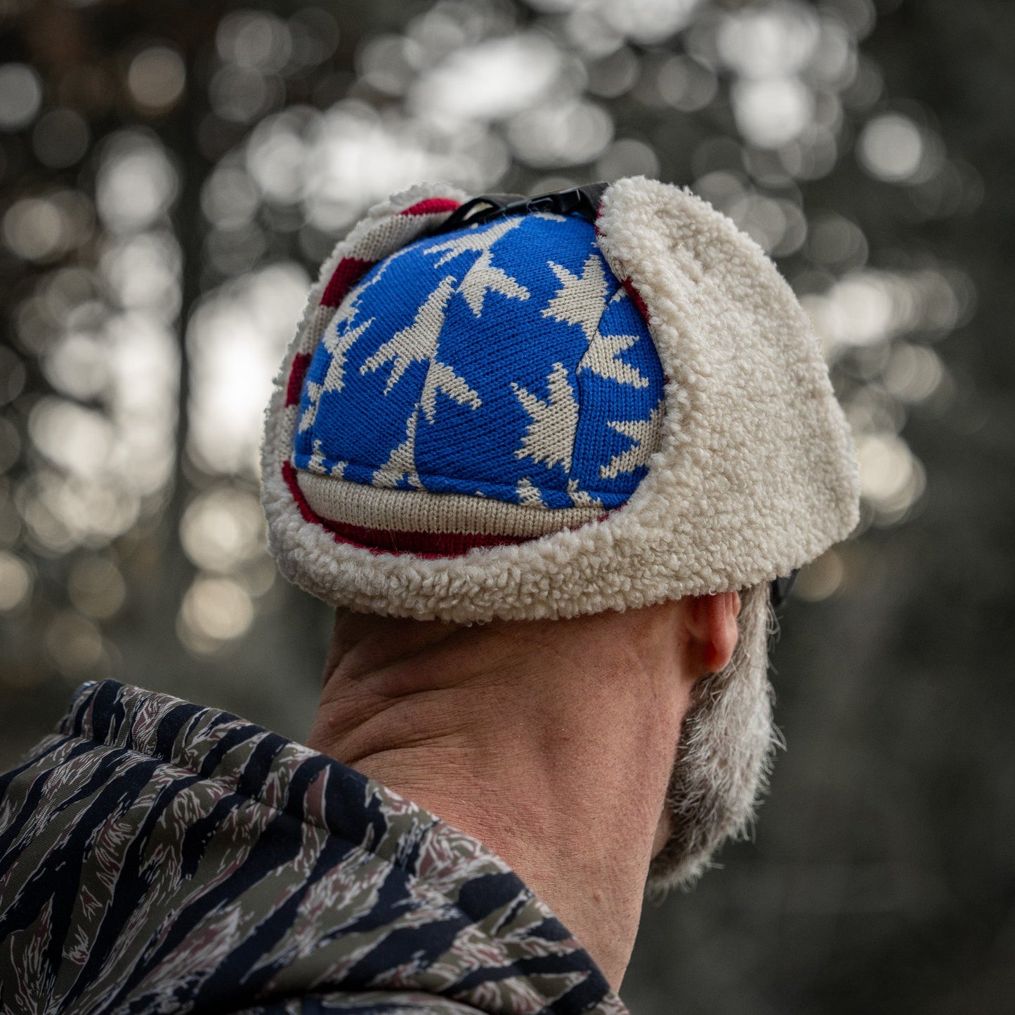 US Flag Wool Insulated Knitted Trapper Hat