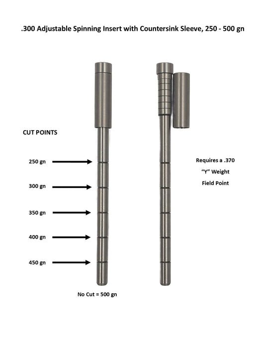 Adjustable Spinning Insert with Countersink Sleeve, .300