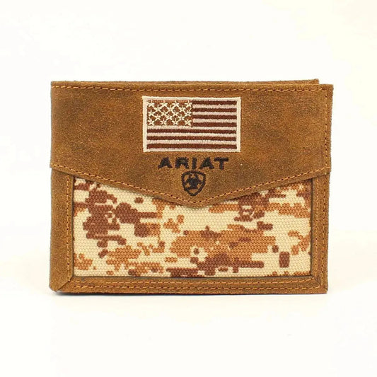 Ariat Camo Flag- Men's Bi-Fold Wallet