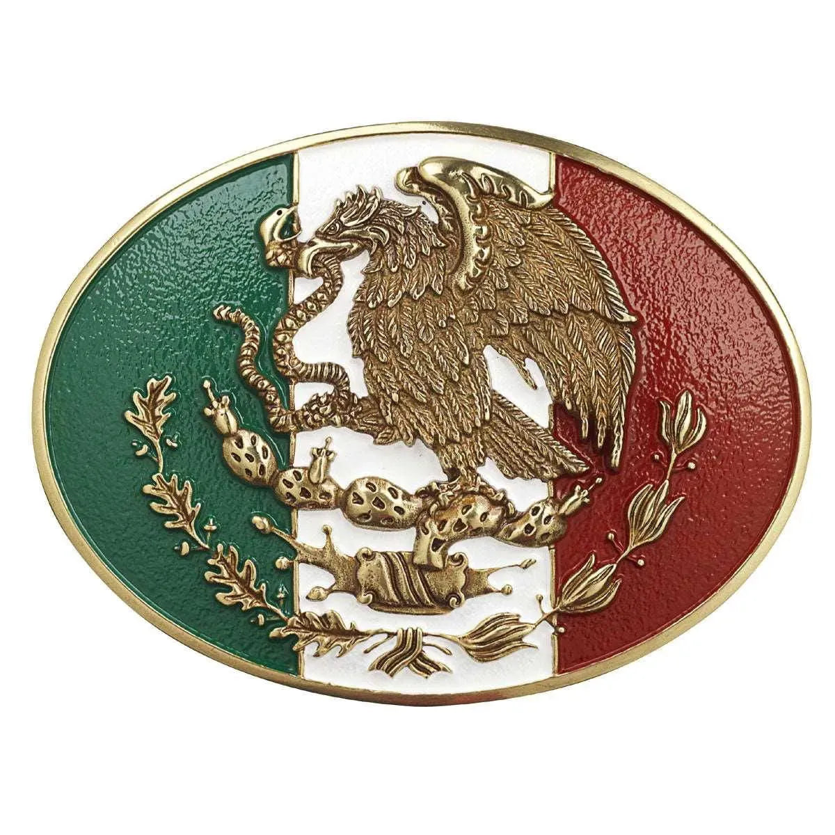 Ariat Oval Mexican Flag - Belt Buckle