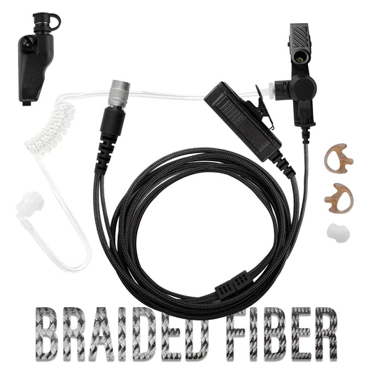 Tactical Braided Fiber Mic & Tube Earpiece Kit w/ Quick Disconnect (Hirose) Connector - Kenwood Multi-Pin TK & NX Series