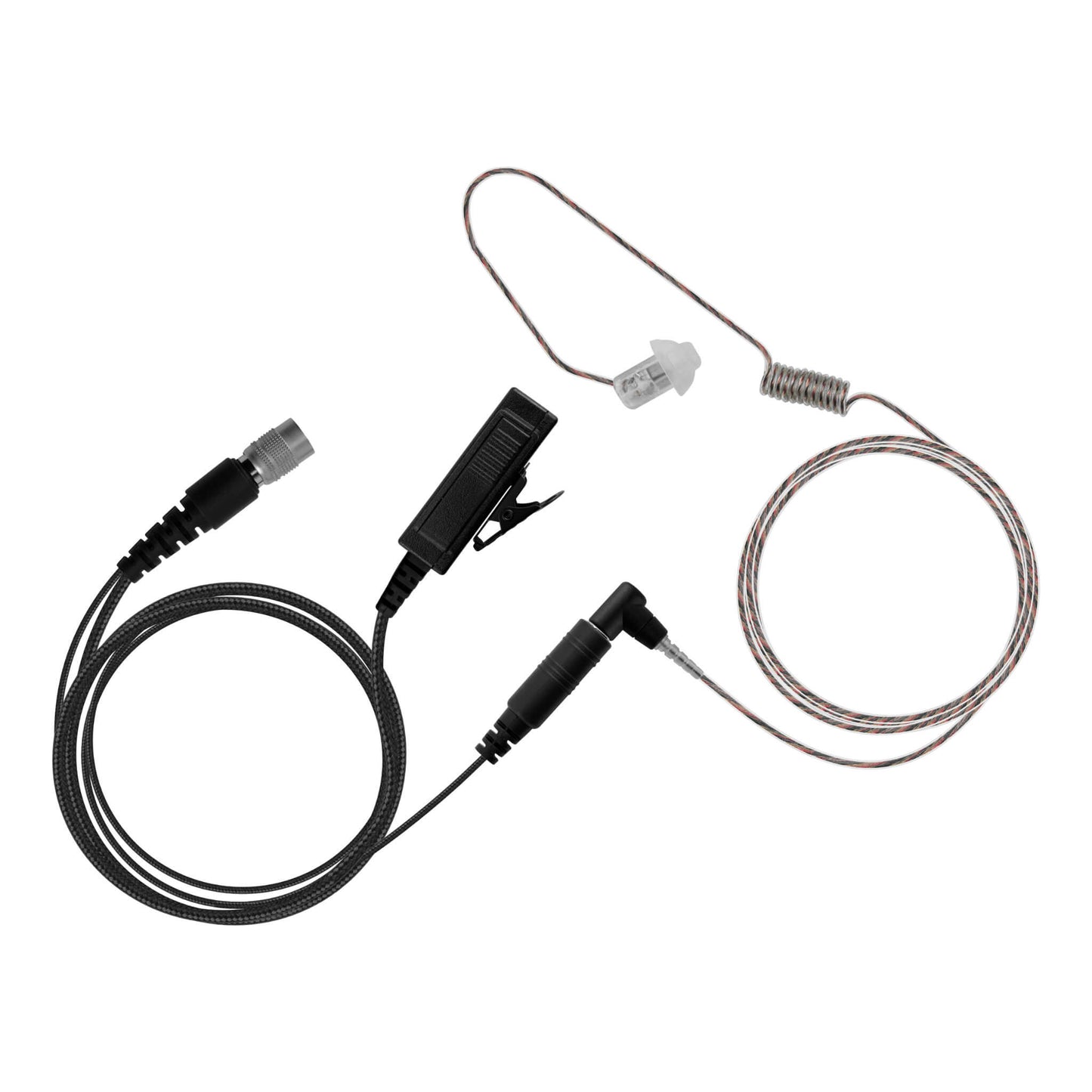 Braided Fiber Tactical Mic & Invisible Series Tubeless Earpiece Complete Kit w/ Quick Disconnect (Hirose) - Motorola R7, MXP600, ION & N Series
