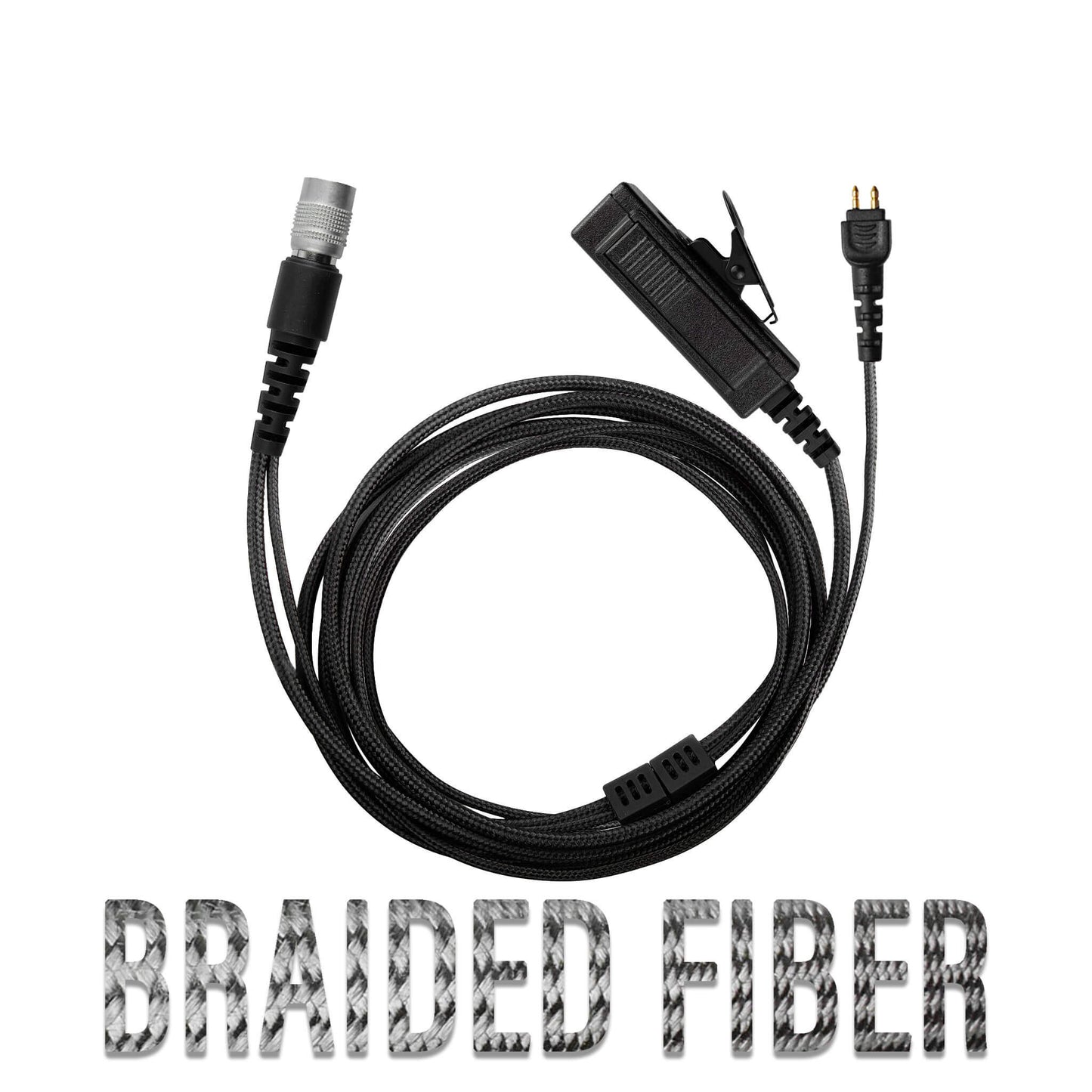 Replacement Cable For Tactical Braided Fiber Mic & Earpiece w/ Quick Disconnect (Hirose) Connector - Replacement Kit, No Quick Disconnect Adapter, No Acoustic Assembly
