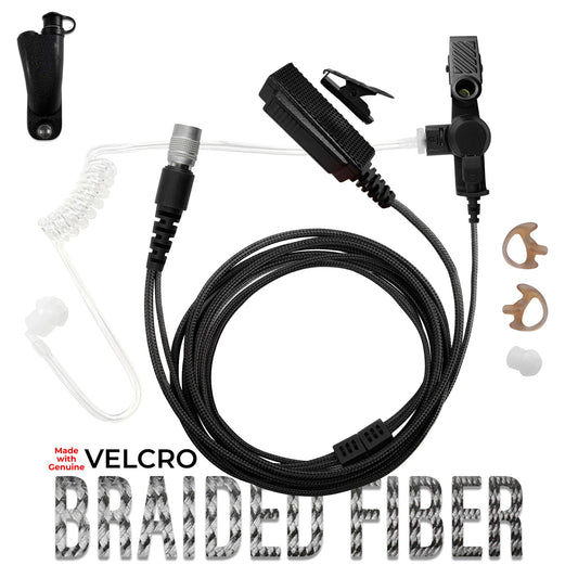 Velcro Tactical Mic & Earpiece Braided Fiber Kit w/ Quick Disconnect (Hirose) - Maxon/Tecnet, RCA - PRODIGI Digital & More