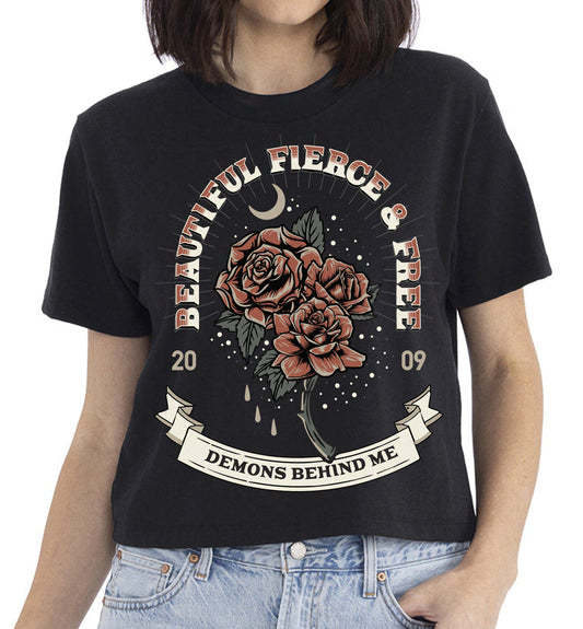 Beautiful Fierce & Free Heavyweight Boxy Crop T-Shirt