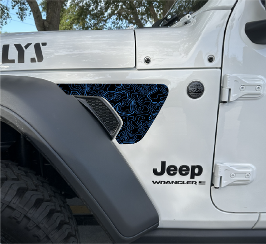 Blue Topographical Map Fender Vent Decals