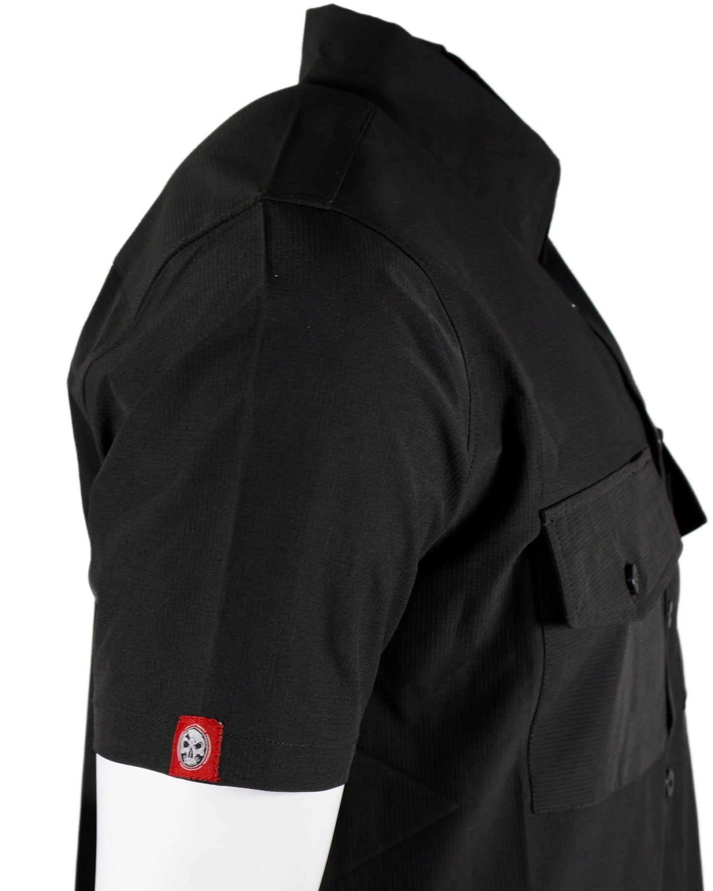 Performance Tech Black Hybrid Button Up Shirt (Hidden Snap Collars)