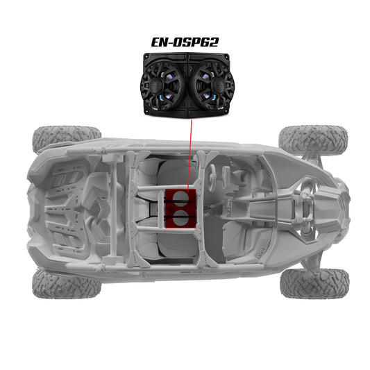 CAN-AM Overhead Enclosure With Amplifier and Installation Kit - Loaded with 2x 6.5" 2-Way Marine Speakers With Digital LED Lights