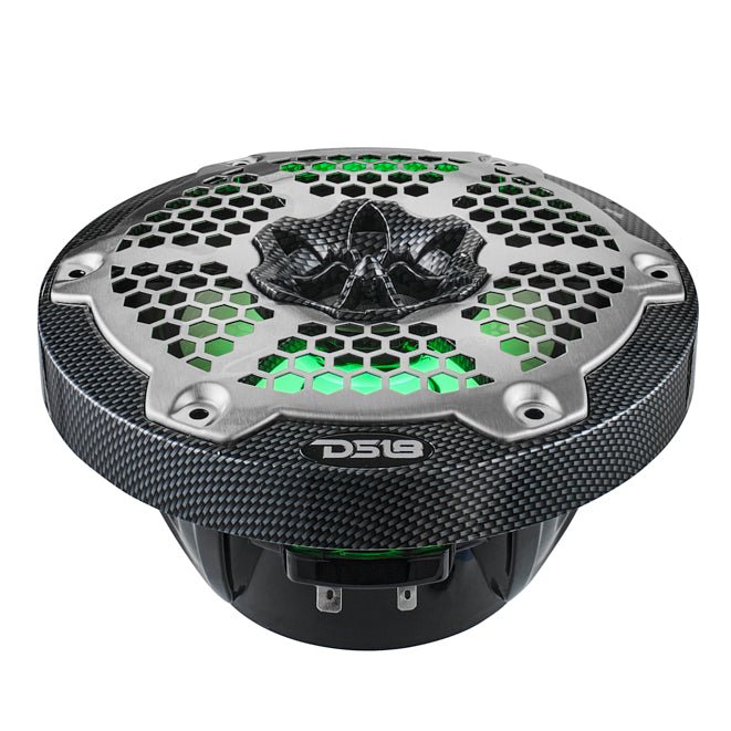 NXL 6.5" 2-Way Coaxial Marine Speaker With LED RGB Lights 100 Watts Rms 4-Ohm - Black Carbon Fiber