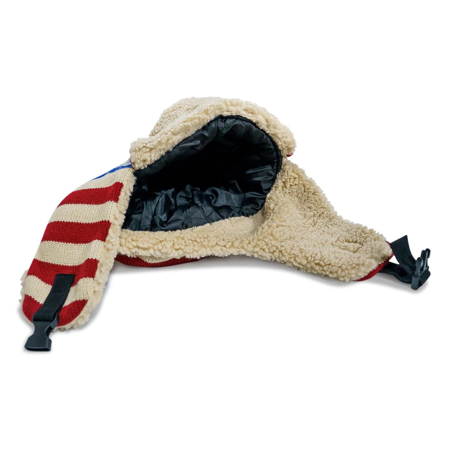 US Flag Wool Insulated Knitted Trapper Hat