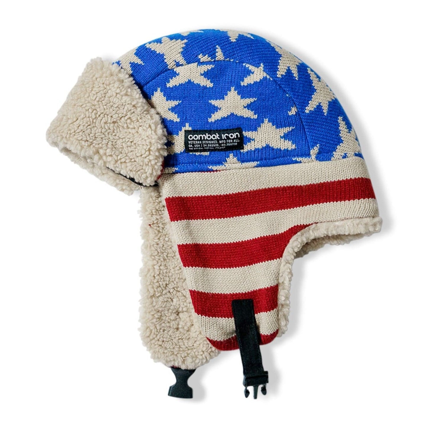 US Flag Wool Insulated Knitted Trapper Hat