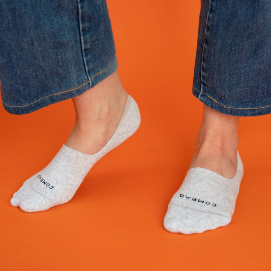 Combed Cotton No Show Socks - Heather Grey