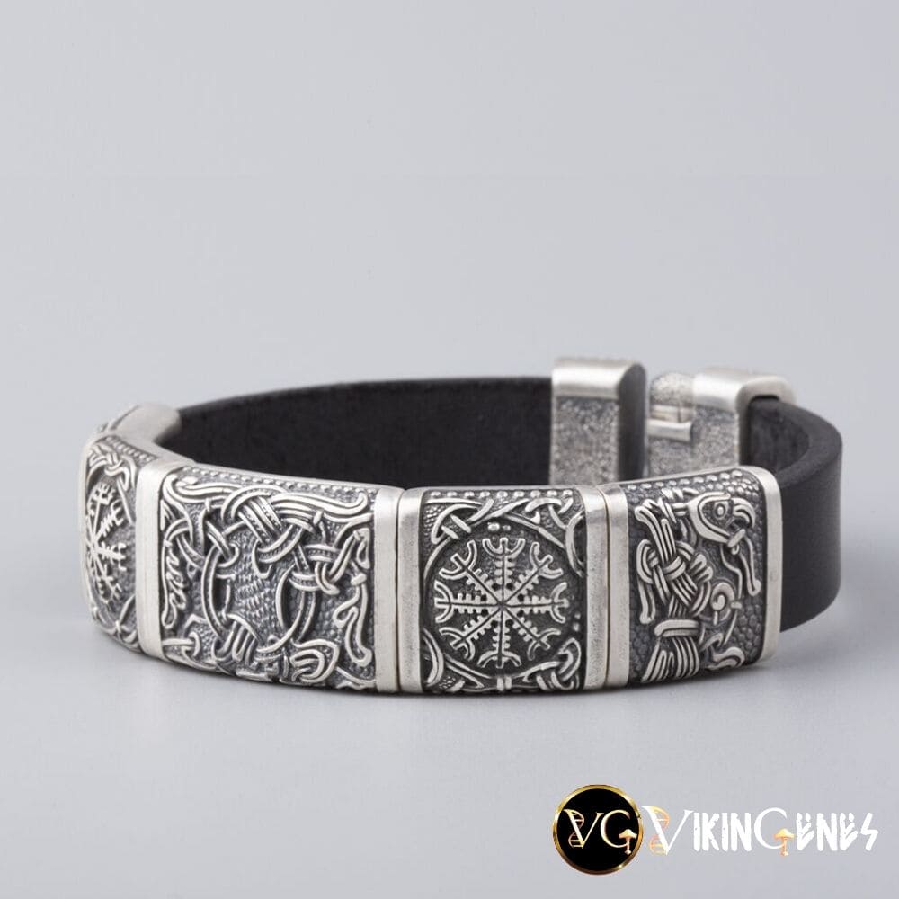 Viking Hugin & Munin Leather bracelet