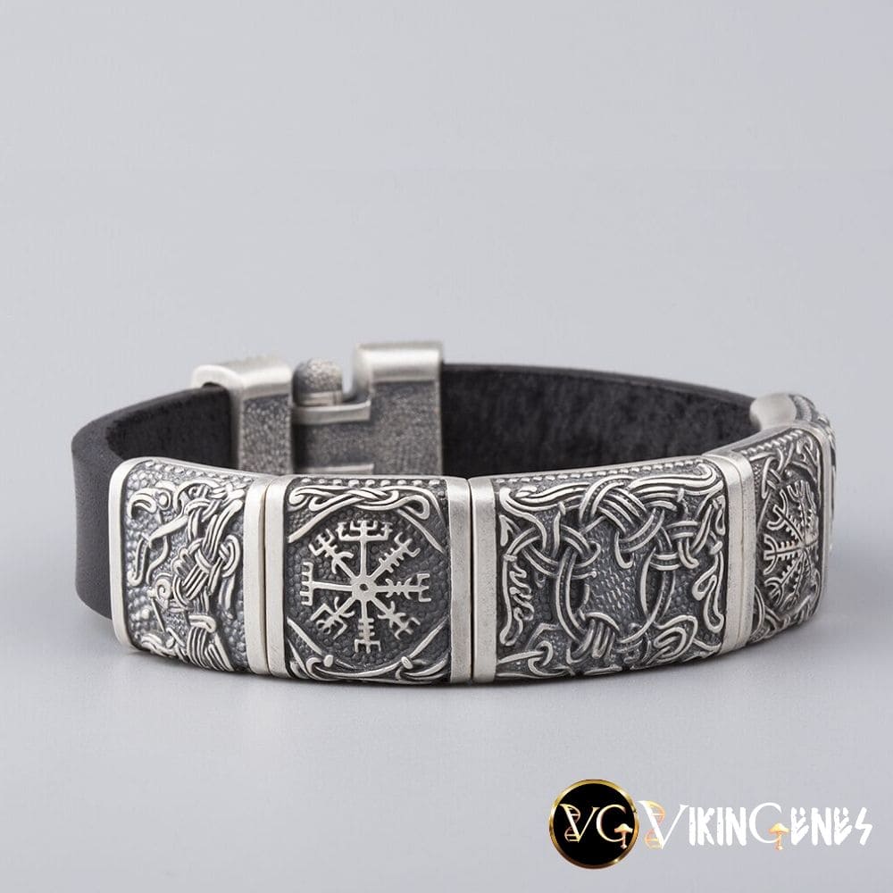 Viking Hugin & Munin Leather bracelet