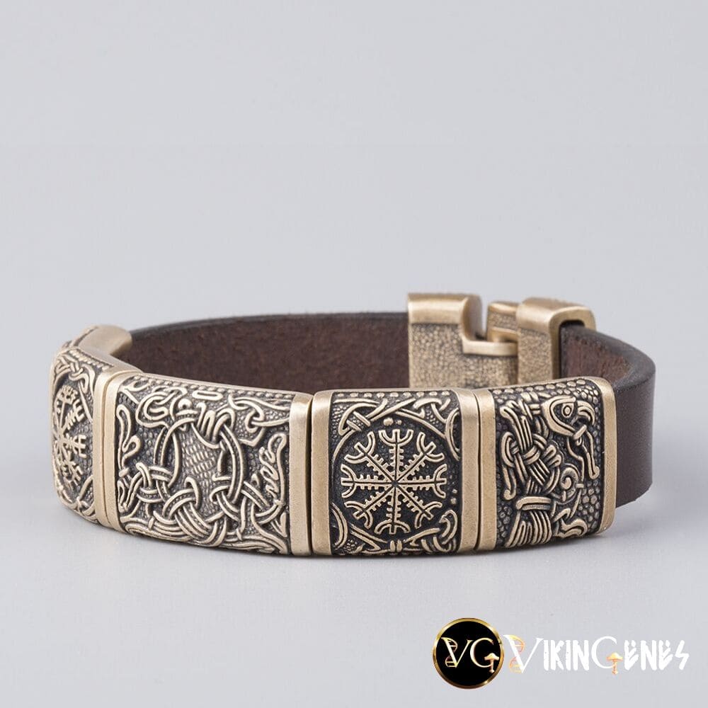 Viking Hugin & Munin Leather bracelet