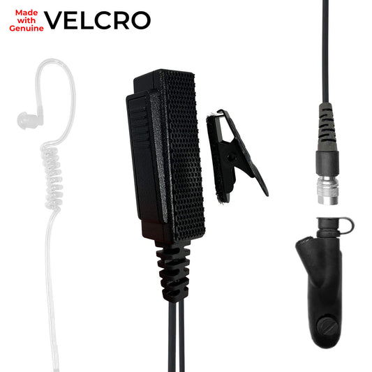 Velcro Mic & Earpiece Radio Kit w/ Quick Disconnect (Hirose) - Motorola: HT750/1250/1550, MTX850/950/960/8250/9250, PR860 & More