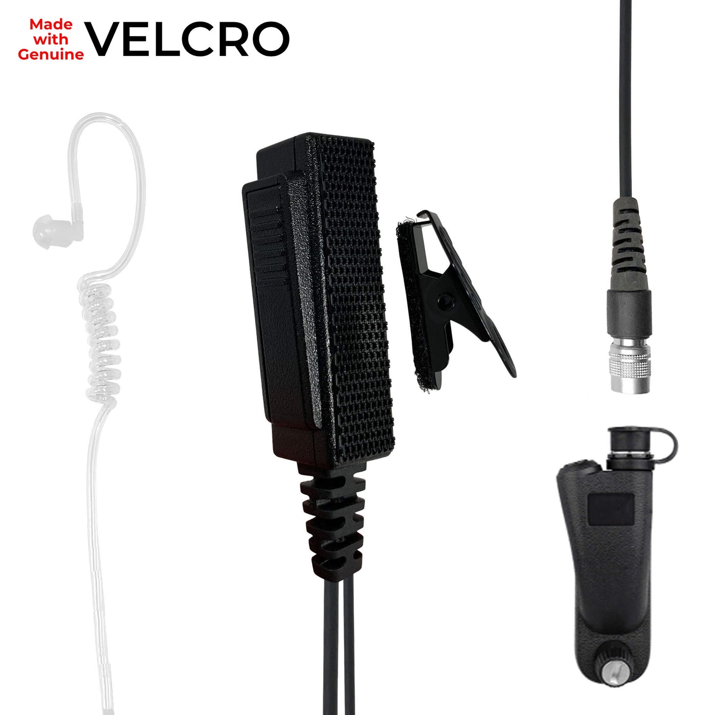Velcro Mic & Earpiece Radio Kit w/ Quick Disconnect (Hirose) - Motorola: APX (Apex) Series, XPR Series, SRX2200, & More