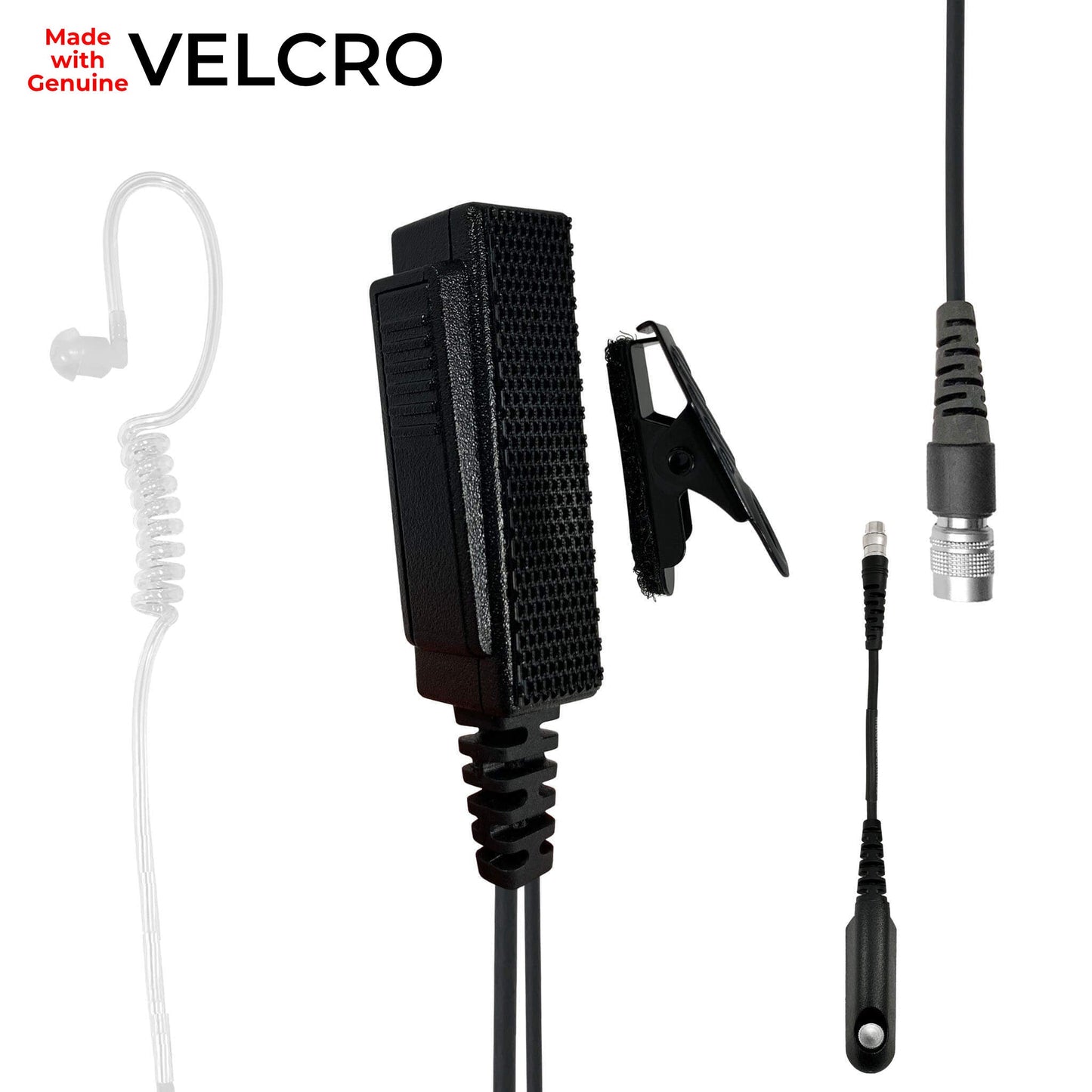 Velcro Mic & Earpiece Radio Kit w/ Quick Disconnect (Hirose) - BaoFeng: UV9G, UV9R, UV9R Plus, UV9R Pro, BF-A58, BF-558, BF-N9, UV-XR, GT-3WP, BF-9700, UV-5S, BF-R760, UV-82WP