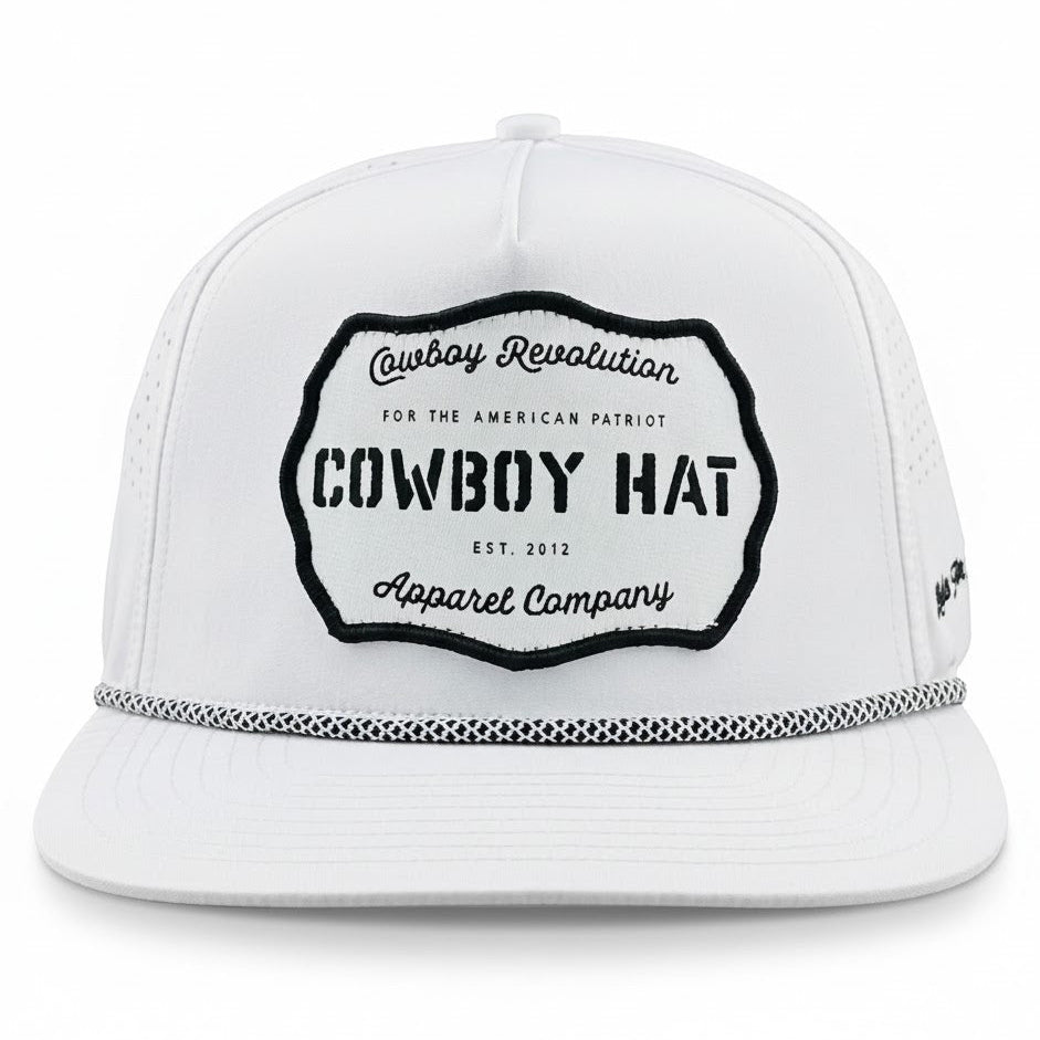 “Cowboy Hat” Performance Patch Rope Hat - White