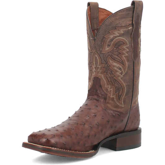 Dan Post Alamosa (Chocolate/Brown) - Men's Ostrich Skin Leather Cowboy Boots