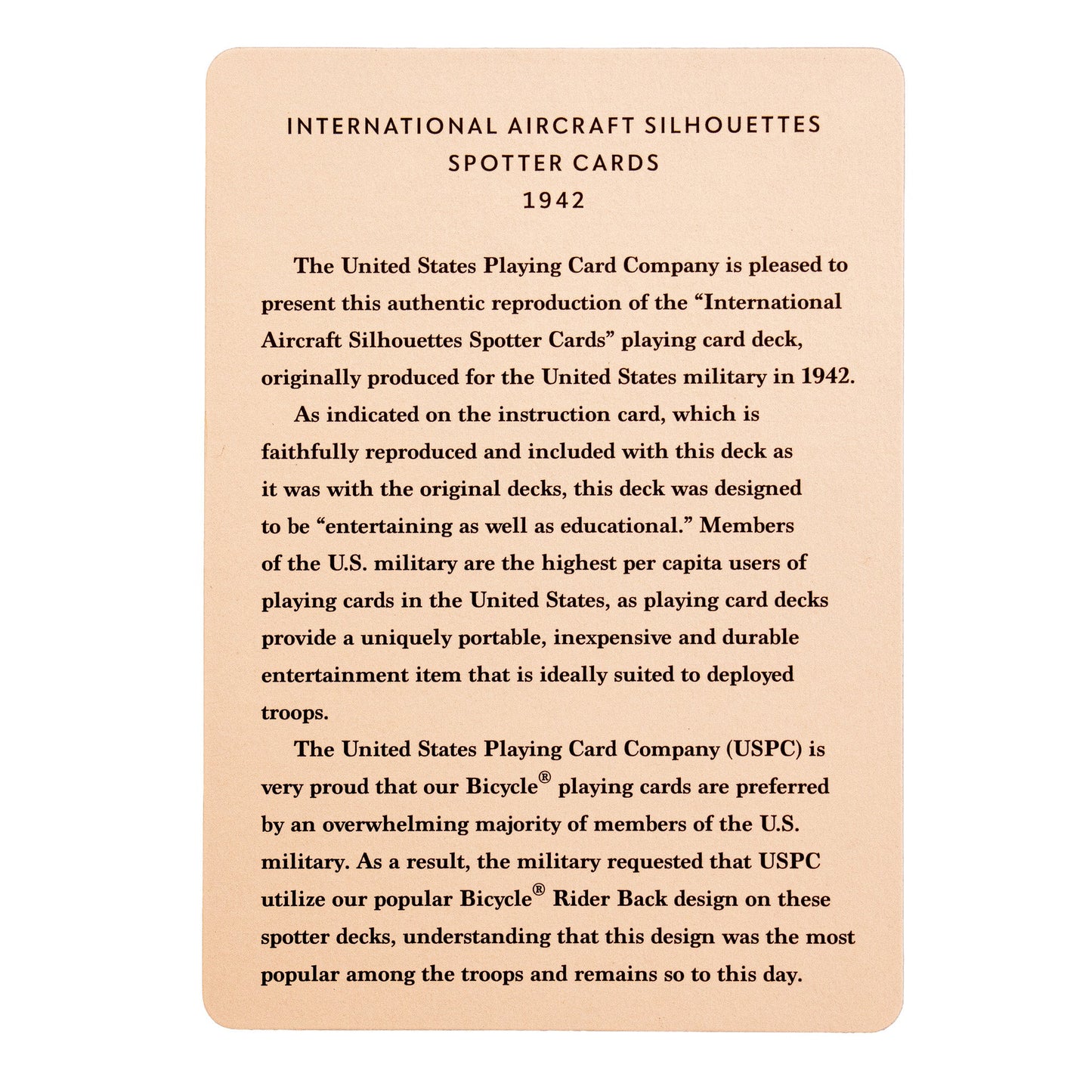 Bicycle WWII Spotter Playing Cards