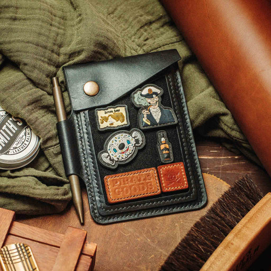 Field Notes Cover - Steersman | Leather Velcro Patch Display | EDC Journal Holder