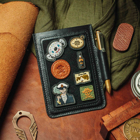 Velcro Journal Cover - Helmsman | Leather Field Notes Holder | Patch Display
