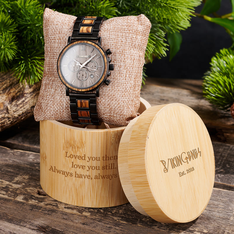 Men’s Engraved Wood Watch