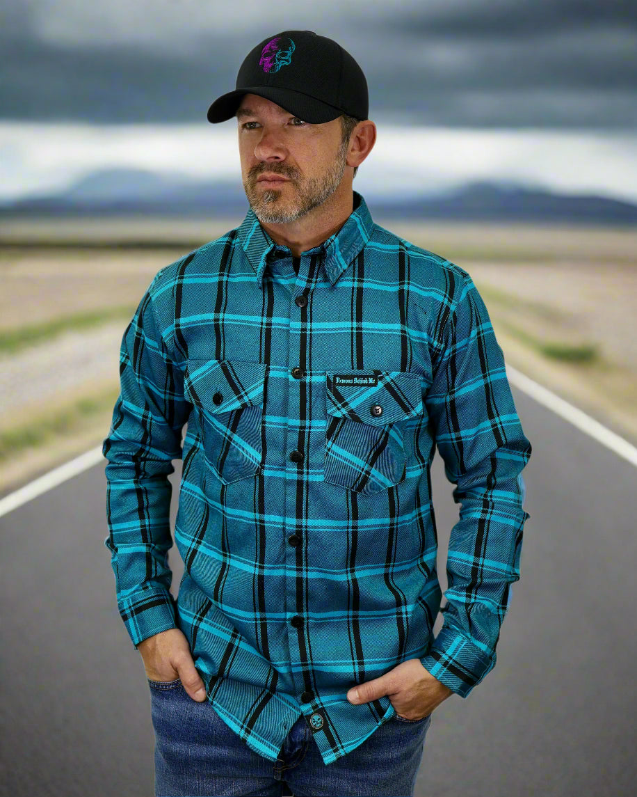 The "Survivor" Teal Flannel (Hidden Snap Collars)