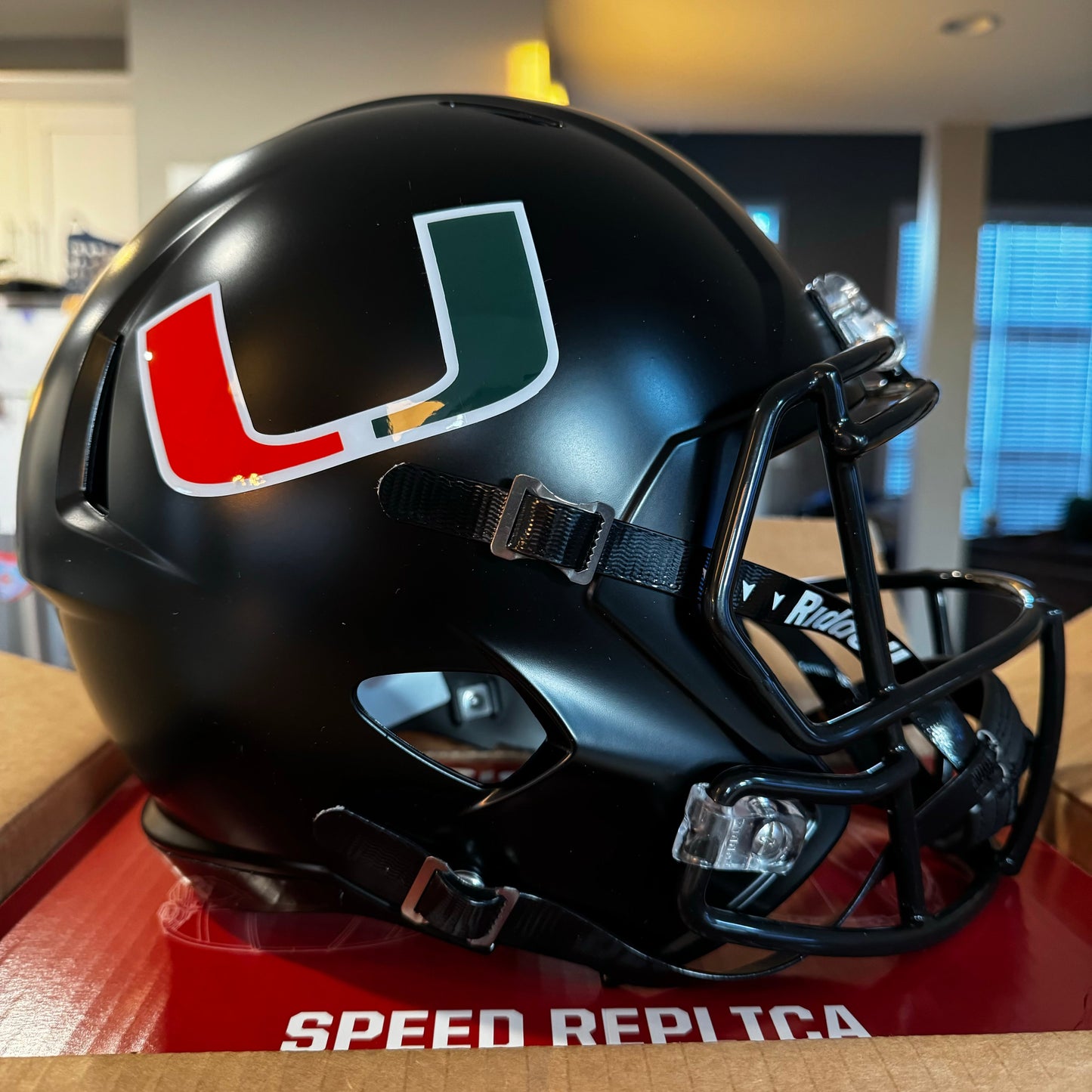 Miami Hurricanes Full Size Speed Replica Football Helmet Nights Alt- NCAA