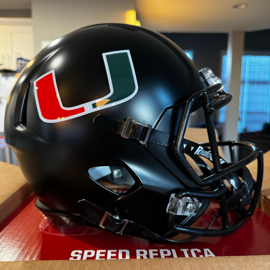 Miami Hurricanes Full Size Speed Replica Football Helmet Nights Alt- NCAA