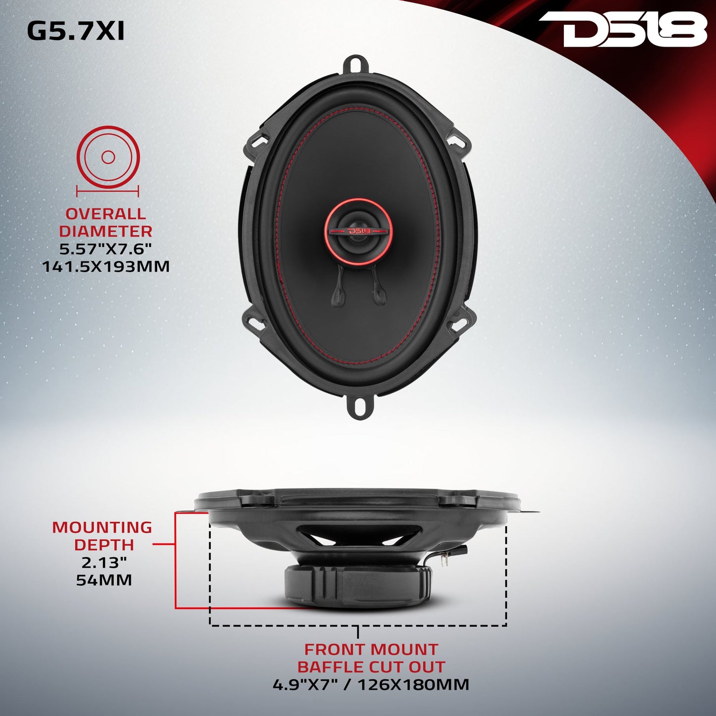 GEN-X 5x7" 2-Way Coaxial Speakers 50 Watts Rms 4-Ohm