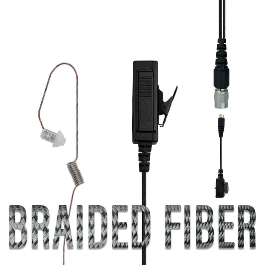 Braided Fiber Tactical Mic & Invisible Series Tubeless Earpiece Complete Kit w/ Quick Disconnect (Hirose) - Sonim XP5, XP5plus, XP5s, XP8, XP10