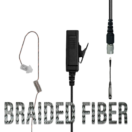 Braided Fiber Tactical Mic & Invisible Series Tubeless Earpiece Complete Kit w/ Quick Disconnect (Hirose) - Relm/BK Radio Complete KNG & KNG2 Series