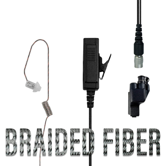 Braided Fiber Tactical Mic & Invisible Series Tubeless Earpiece Complete Kit w/ Quick Disconnect (Hirose) - Motorola XTS Series, HT/JT1000, MT/MTS2000, MTX838/900/8000/9000, PR1500 & More