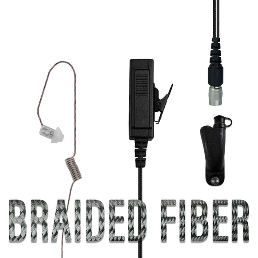 Braided Fiber Tactical Mic & Invisible Series Tubeless Earpiece Complete Kit w/ Quick Disconnect (Hirose) - Motorola: APX (Apex) Series, XPR Series, SRX2200, & More