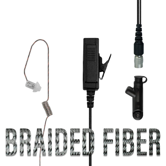 Braided Fiber Tactical Mic & Invisible Series Tubeless Earpiece Complete Kit w/ Quick Disconnect (Hirose) - Motorola R7, MXP600, ION & N Series