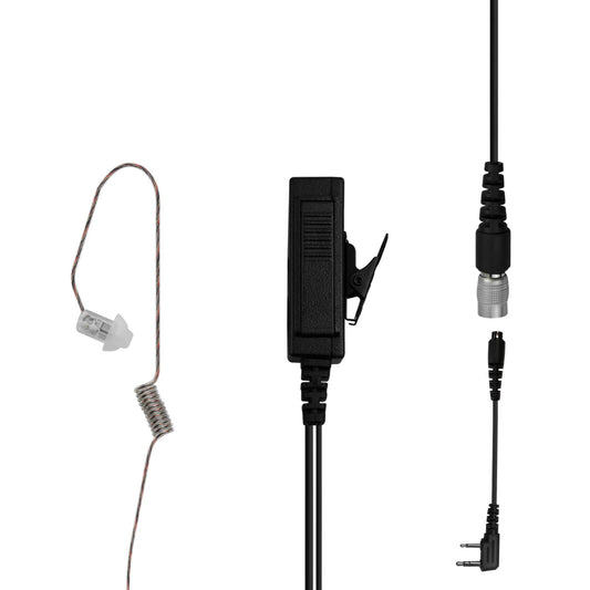 Patrol Mic & Invisible Series Tubeless Earpiece Complete Tactical Kit w/ Quick Disconnect (Hirose) - All Kenwood 2 Pin TK & NEXEDGE (NX), Baofeng, BTECH, Rugged Radios, Diga-Talk, TYT, AnyTone, Alinco, Relm/BK Radio, Quansheng, Wouxon, Retevis