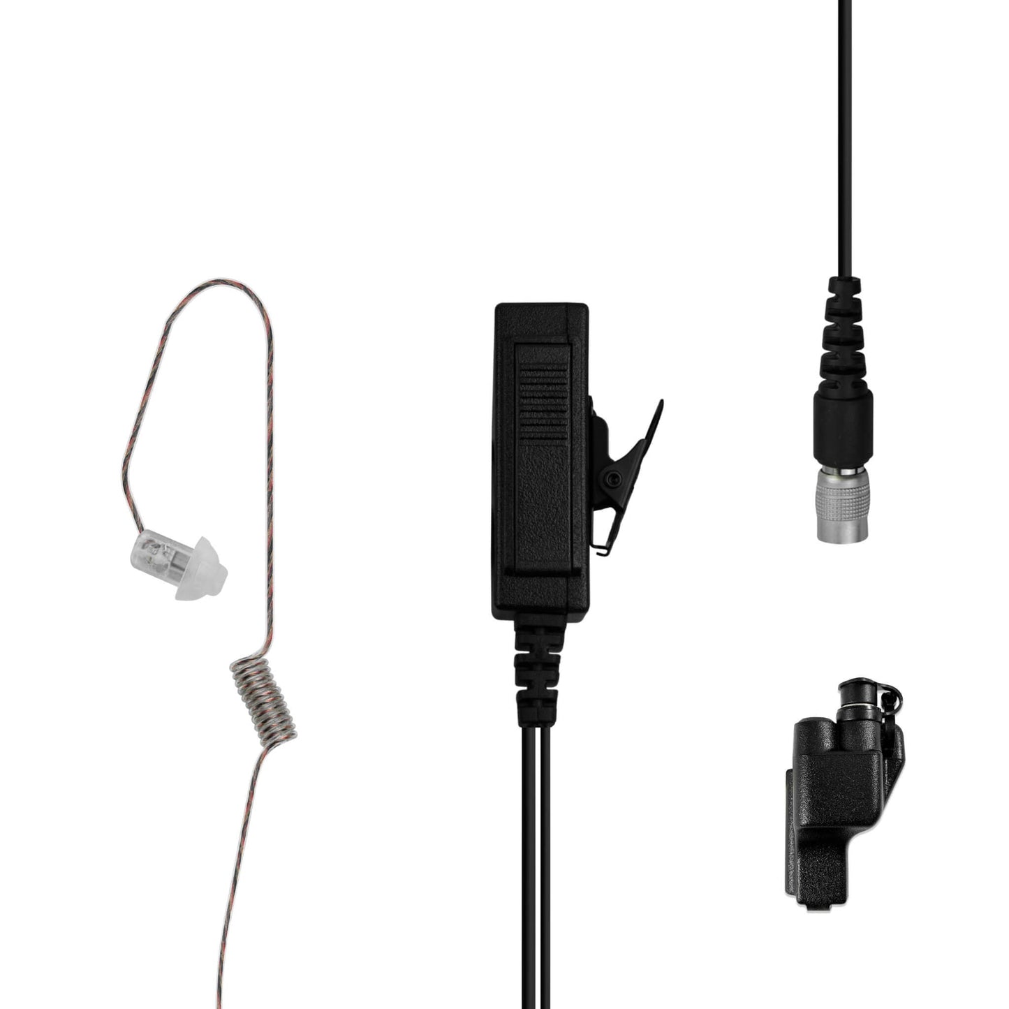 Patrol Mic & Invisible Series Tubeless Earpiece Complete Tactical Kit w/ Quick Disconnect (Hirose) - EF Johnson All 51, 5000, 5100, 7700, 8100 Series, Ascend, Kenwood VP400, VP600, VP900 & More