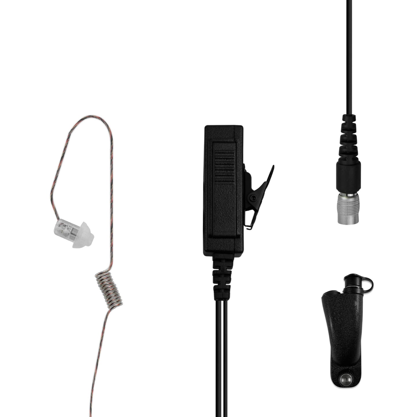 Patrol Mic & Invisible Series Tubeless Earpiece Complete Tactical Kit w/ Quick Disconnect (Hirose) - Motorola: APX (Apex) Series, XPR Series, SRX2200, & More